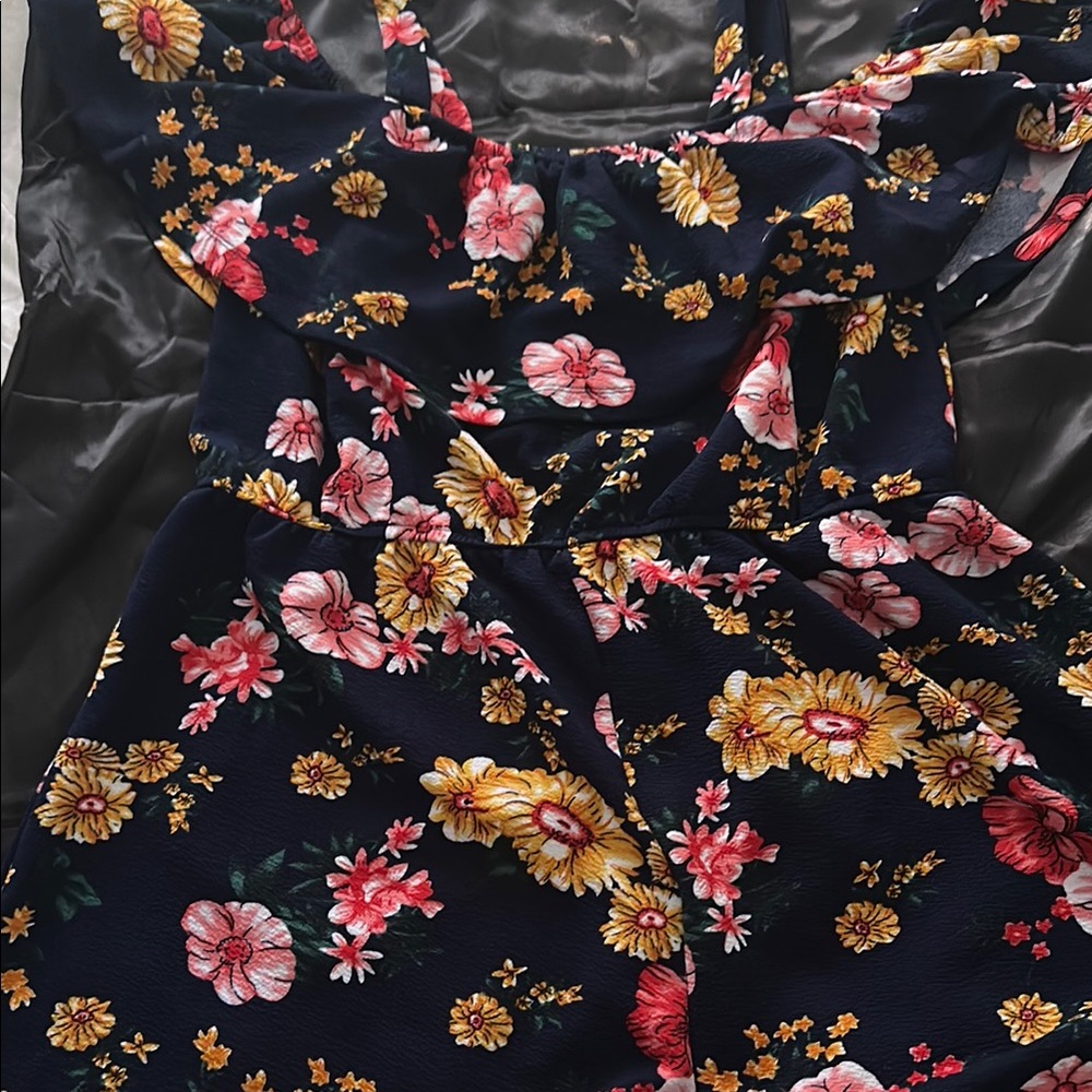 SHEIN flower print dark navy blue  Casual Jumpsuit!